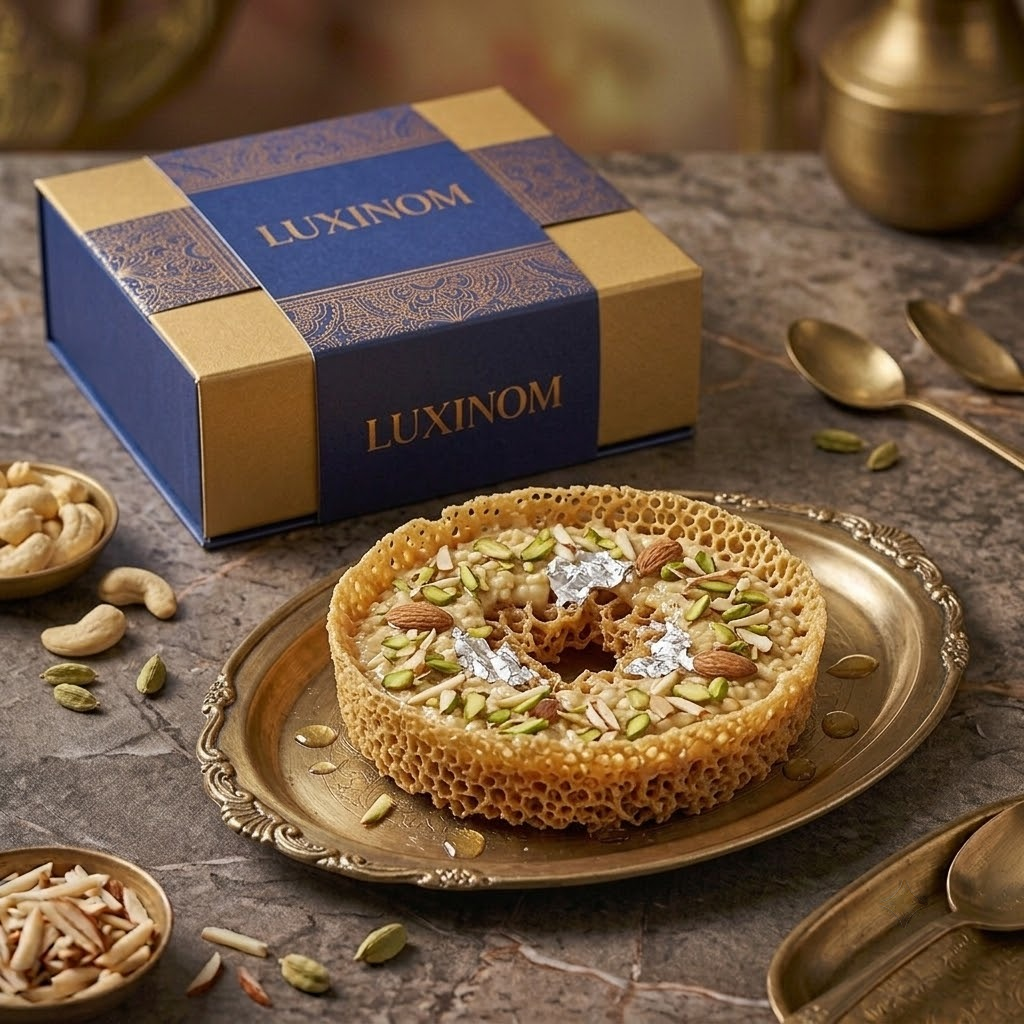 Ghevar in Luxinom gift box