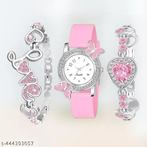 NEW FANCY Bf DESIGN ANALOG WATCH & BRACELET FOR WOMEN & GIRLS
