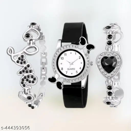 NEW FANCY Bf DESIGN ANALOG WATCH & BRACELET FOR WOMEN & GIRLS