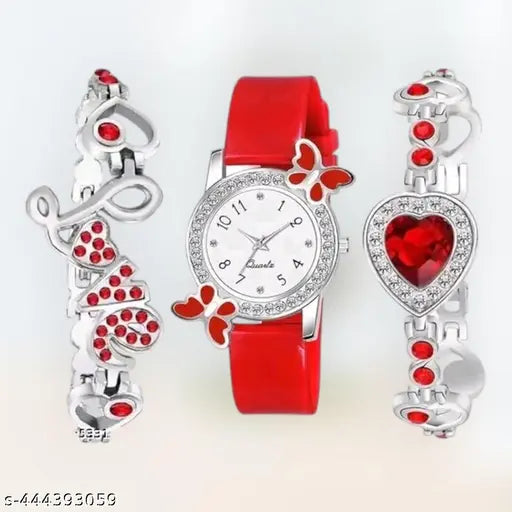 NEW FANCY Bf DESIGN ANALOG WATCH & BRACELET FOR WOMEN & GIRLS