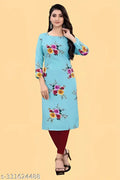 Women's and Girls Crepe Aline Straight Cut Kurti