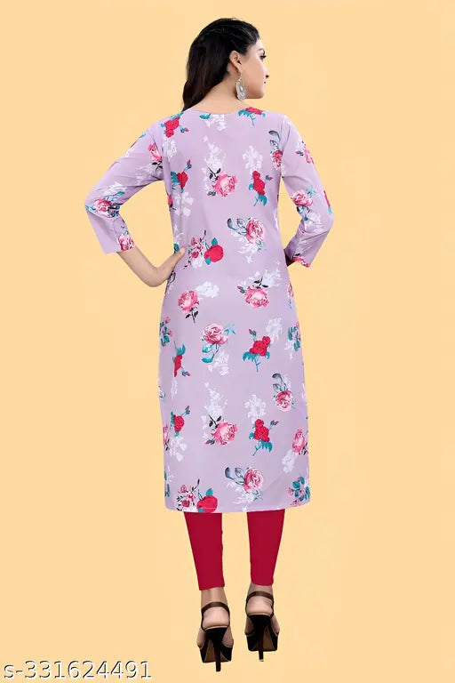 Women's and Girls Crepe Aline Straight Cut Kurti