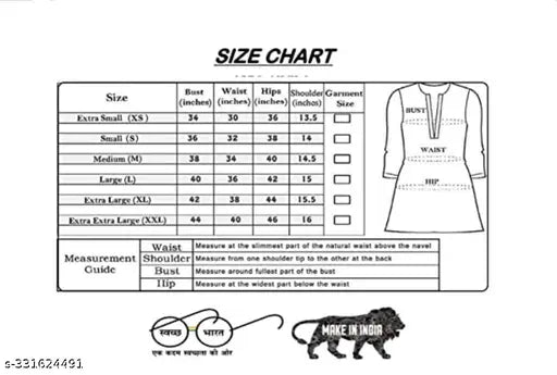 Women's and Girls Crepe Aline Straight Cut Kurti