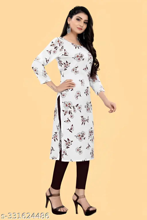 Women's and Girls Crepe Aline Straight Cut Kurti