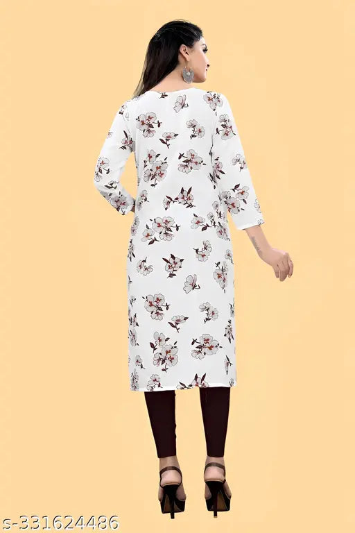 Women's and Girls Crepe Aline Straight Cut Kurti