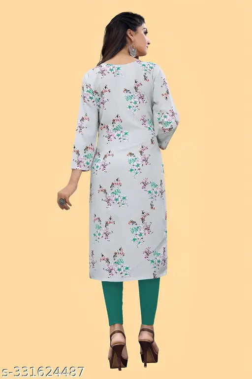 Women's and Girls Crepe Aline Straight Cut Kurti