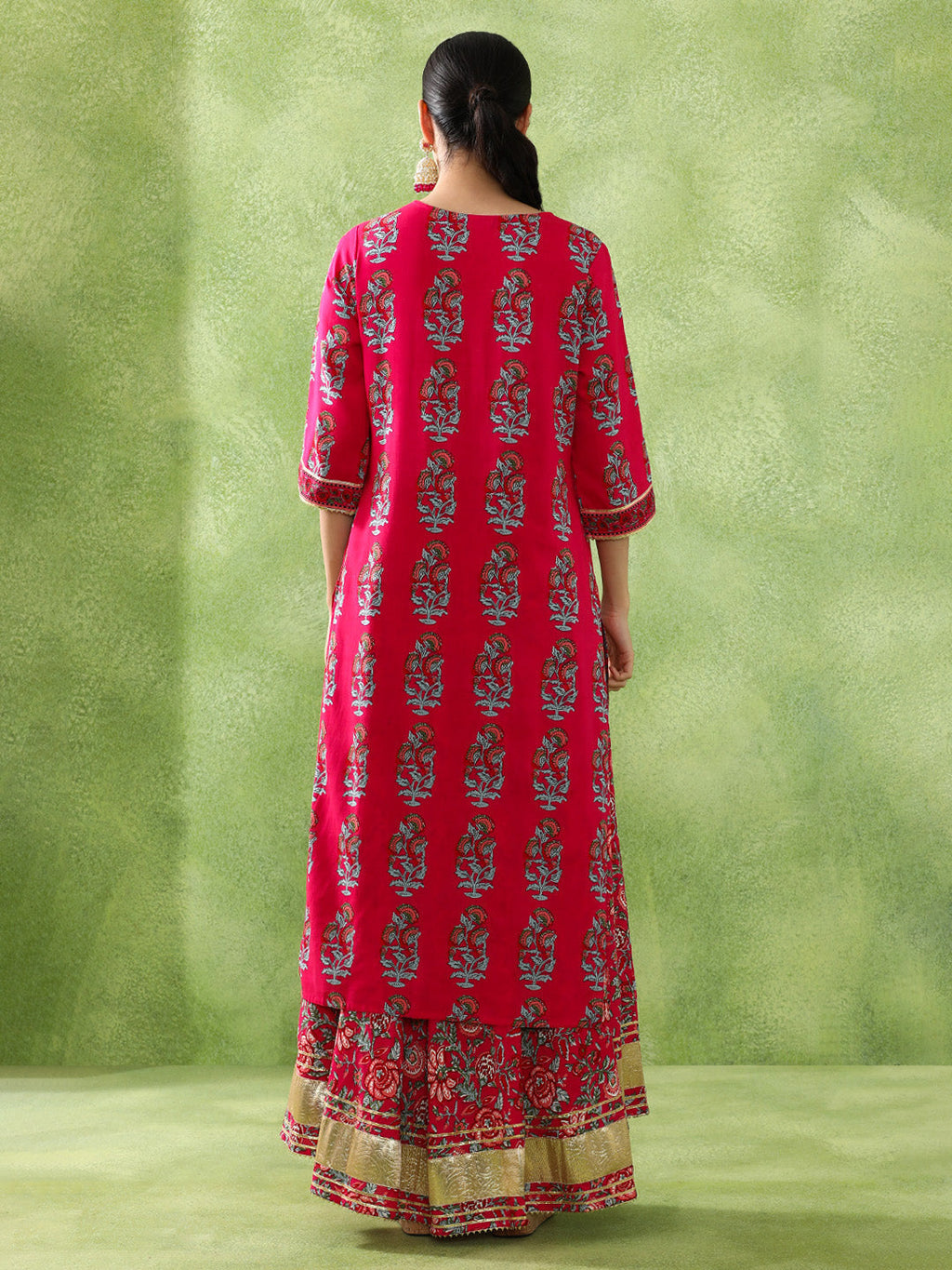 Floral Embroidered A-Line Kurta \u0026 Skirt Sets